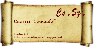 Cserni Szecső névjegykártya